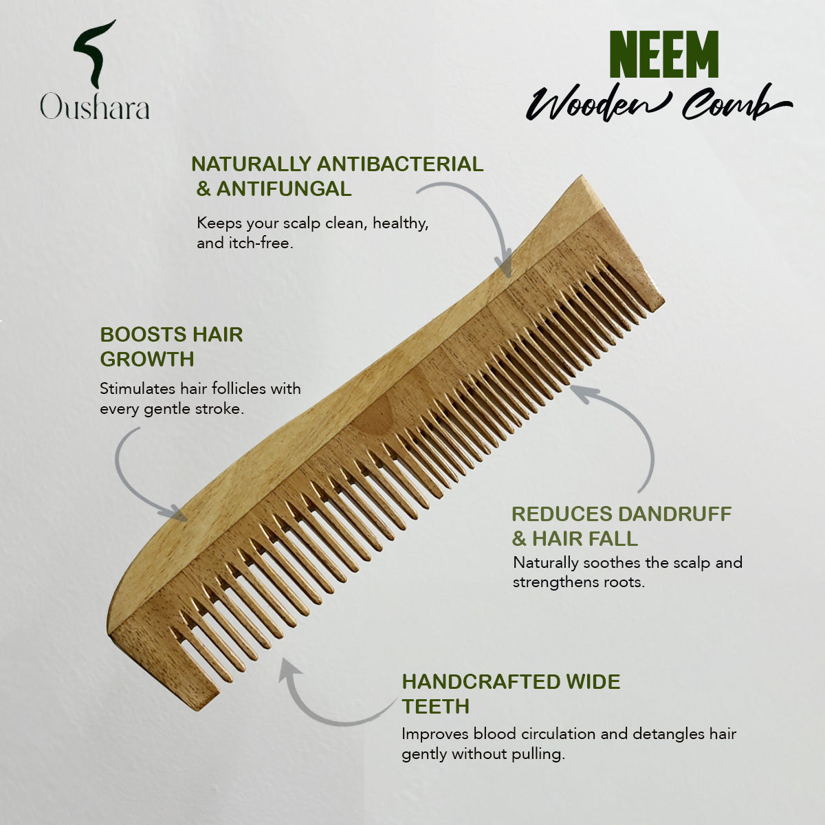 Oushara Herbal Neem Wood Comb